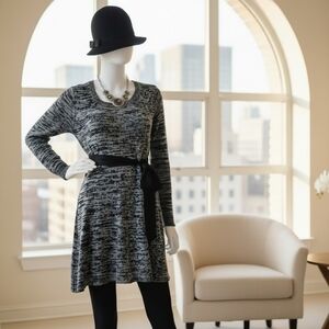 Bobbie Brooks Starlit Charcoal Long Sleeve Sweater Mini Dress – Size Small